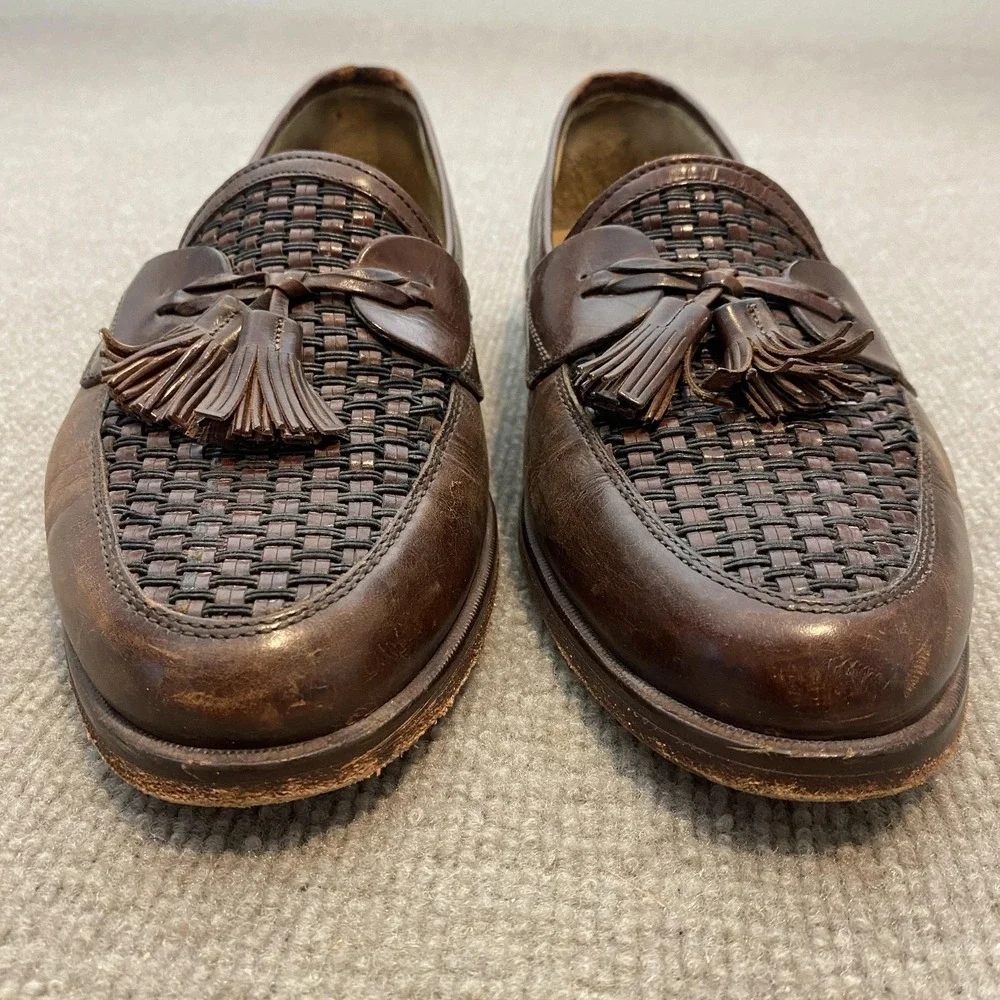 Johnston & Murphy Shoes Mens Size 10.5 M Brown Leather Dress Tassel Loafers 3758